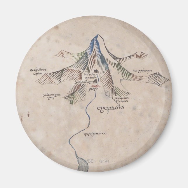 Imã Mapa Sindarin da Montanha Solitário (Frente)