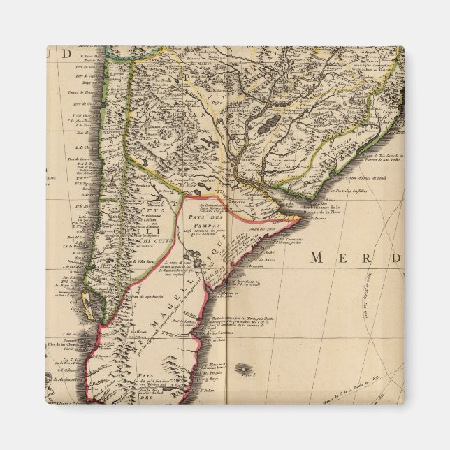 Imã Mapa sul-americano gravado (Frente)