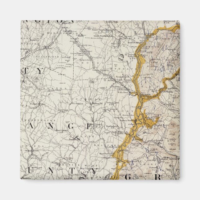 Imã Mapa Topográfico e Glacial de New Hampshire 2 (Frente)