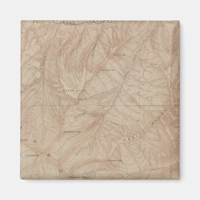 Imã Mapa Topográfico, Parte Nacional Yellowstone, Wyom (Frente)
