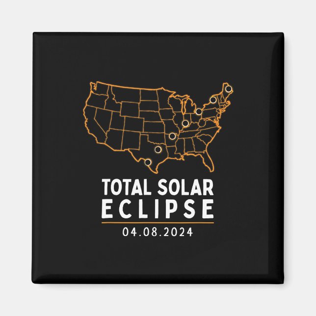 Imã Mapa Total da América do Partido Eclipse 2024 (Frente)