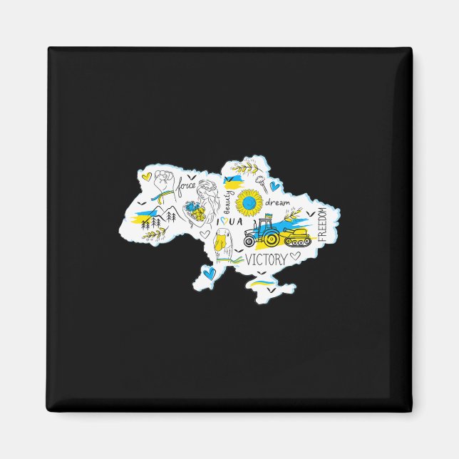 Imã Mapa Ucrânia - Emblema Nacional Ucraniano - Ucrâni (Frente)