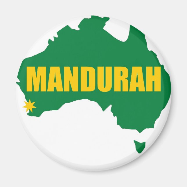 Imã Mapa Verde e Dourado de Mandurah (Frente)