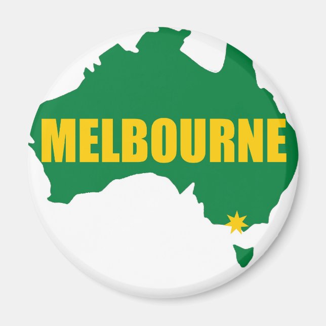 Imã Mapa Verde Melbourne e Dourado (Frente)