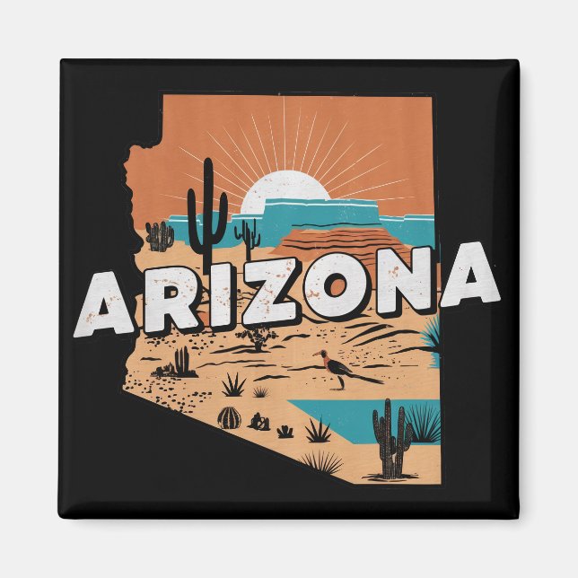 Imã Mapa Vintage Arizona USA (Frente)