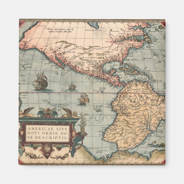 Imã Mapa Vintage da América do Norte (Frente)