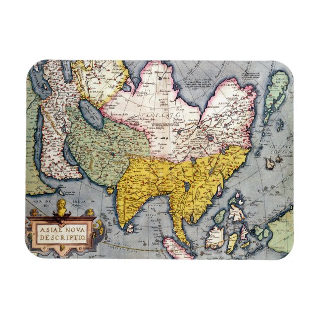 Ímã Mapa Vintage da Ásia | 1580 (Horizontal)