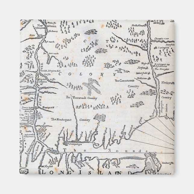 Imã Mapa Vintage de Connecticut (Frente)