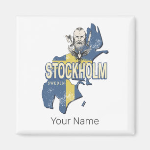 Imã Mapa Vintage Souvenir na Província da Suecia de Es
