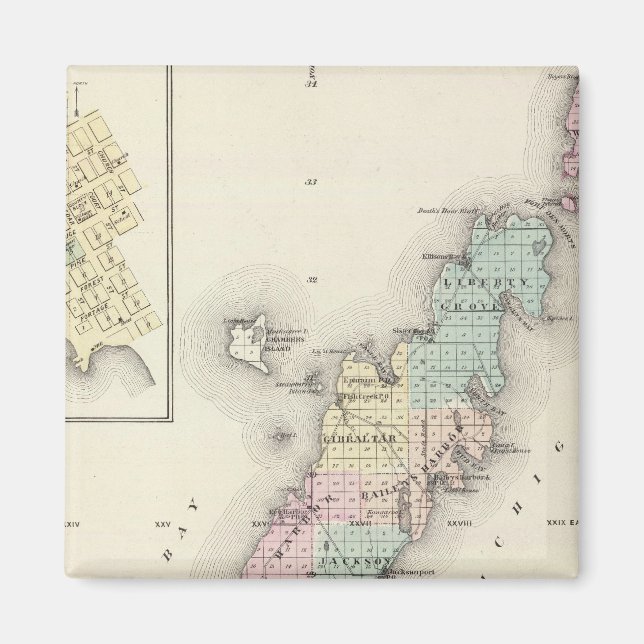 Imã Mapas de Door County, Sturgeon Bay e Jenny (Frente)