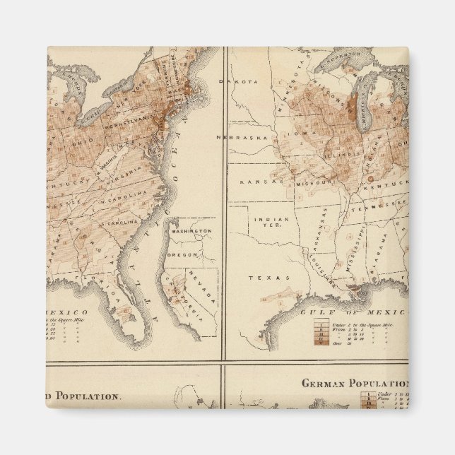 Imã Mapas do Censo dos Estados Unidos, 1870 (Frente)