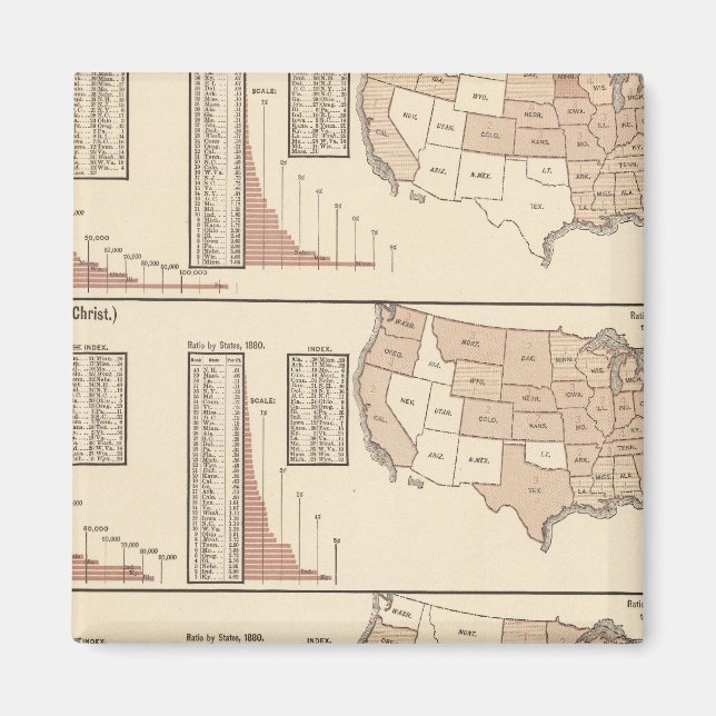 Imã Mapas litográficos dos Estados Unidos (Frente)