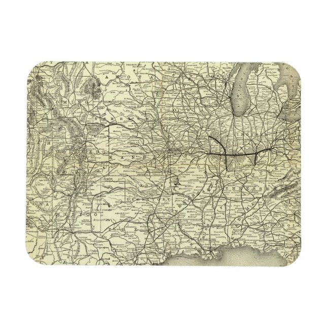 Ímã Mapear a ferrovia de Ohio e Mississippi (Horizontal)