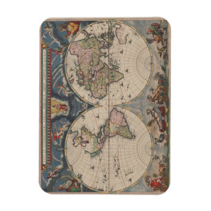 Ímã Mapear Vintage de Viagem de Arte Globo Antiquado