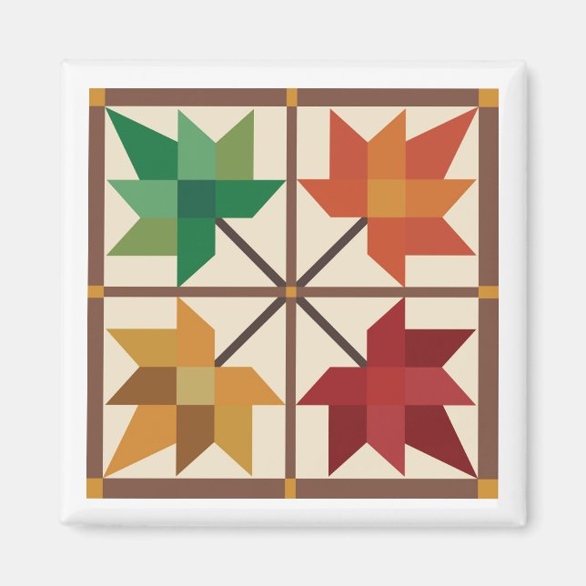 Imã Maple Leaf Barn Quilt Magnet (Frente)