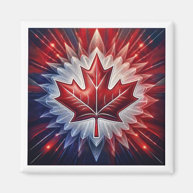 Imã Maple Leaf Canadian Flag Fractal (Frente)