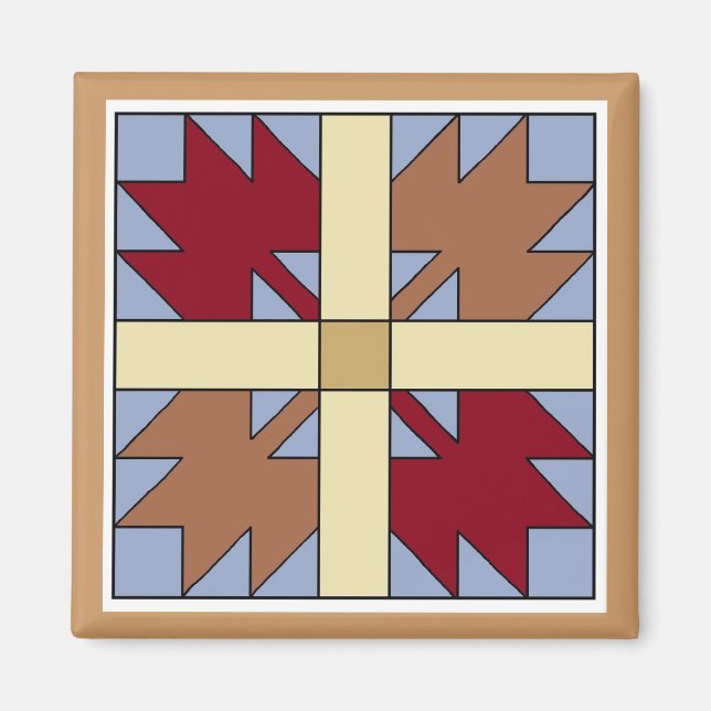 Imã Maple Leaf Quilt Pattern Square Magnet (Frente)