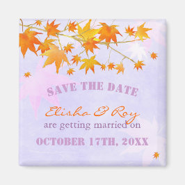 Imã Maple Leaves Lavender Wedding Save the Date