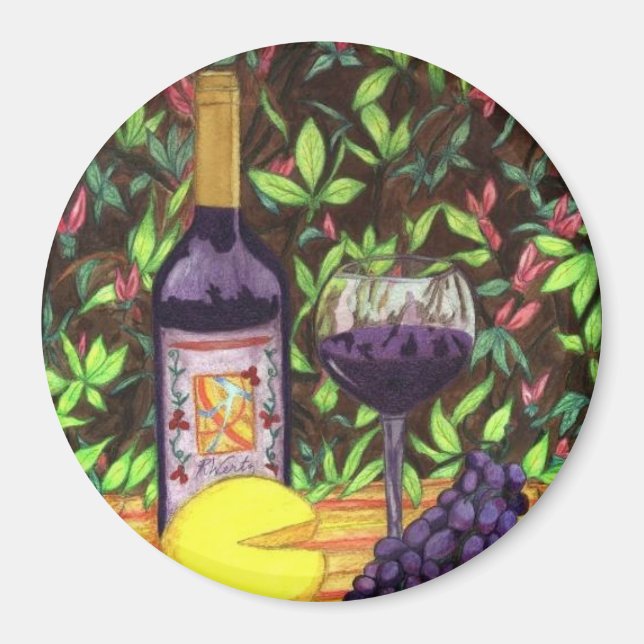 Imã Maquete de vinho e queijo (Frente)