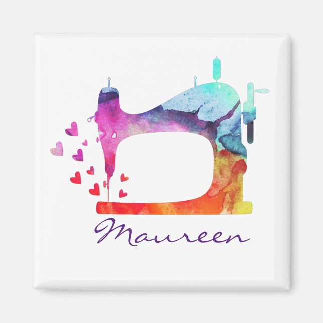 Imã Máquina de costura da aguarela (Frente)