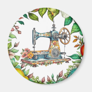 Imã Máquina de Costura Floral Vintage Natal