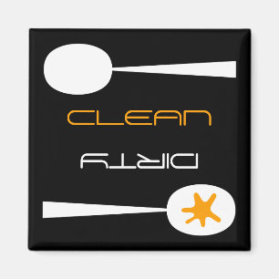 Imã Máquina de lavar louça alaranjada, preto e branc