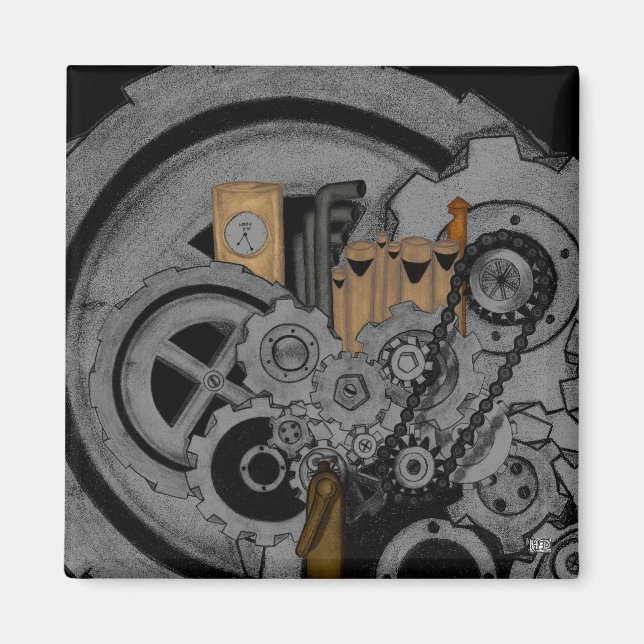 Imã Máquina Steampunk (Frente)