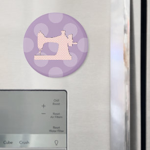 Imã Máquinas De Costurar, Bolinhas - Branco Rosa