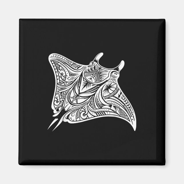 Imã Mar de Tatuagem Tribal Manta Ray Polynésia (Frente)