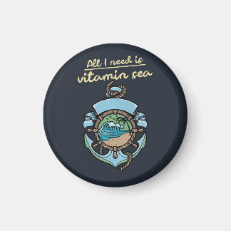 Imã Mar Vitaminico Âncora Náutica Onda Citação Praia O