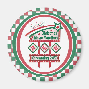 Imã Maratona Retro Marquee Festiva do Filme de Natal