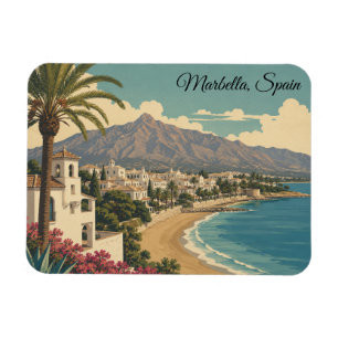 Ímã Marbella Espanha Viagem Vintage Praia Mediterrânea