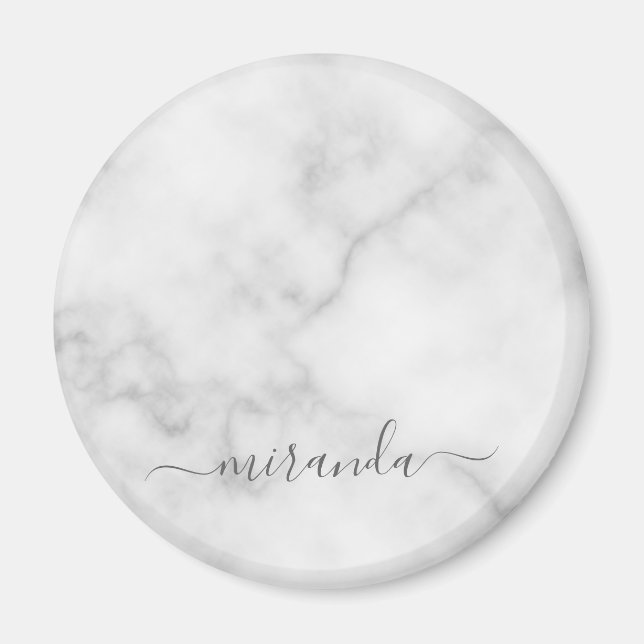 Imã Marble Branco de Nome Personalizado de Script Mode (Frente)