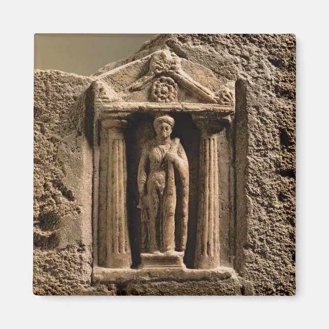 Imã Marble e sandstone votive stele com figos fêmeas (Frente)