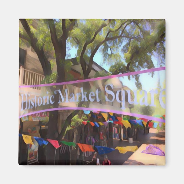 Imã Marca d'água Quadrada do Mercado - San Antonio (Frente)
