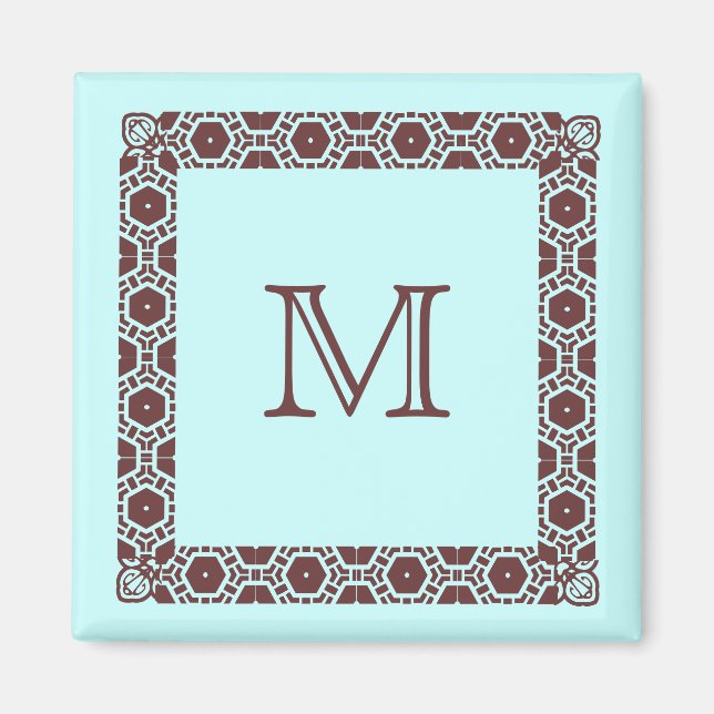 Imã Marcador de porta Stateroom Aqua Monogramed (Frente)