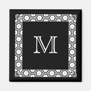 Imã Marcador Monogrammed preto e branco da porta de