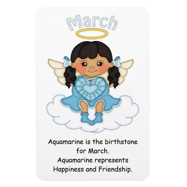 Ímã Março Birthstone Angel Black Premium Magnet (Vertical)