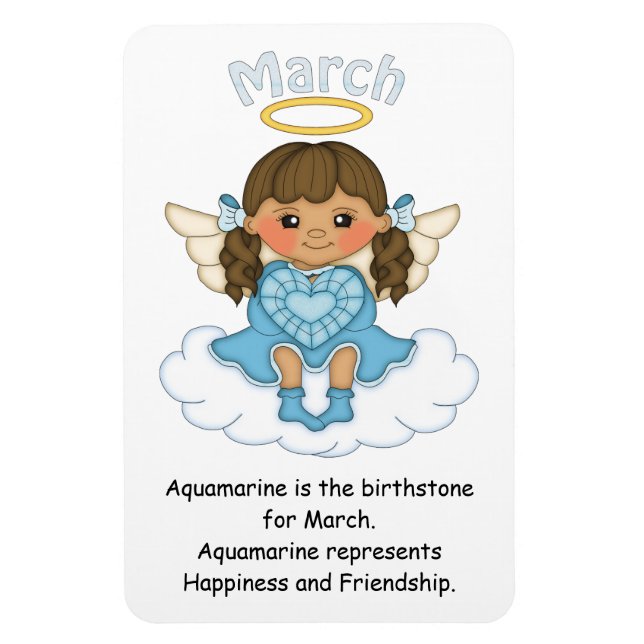 Ímã Março Birthstone Angel Brunette Premium Magnet (Vertical)