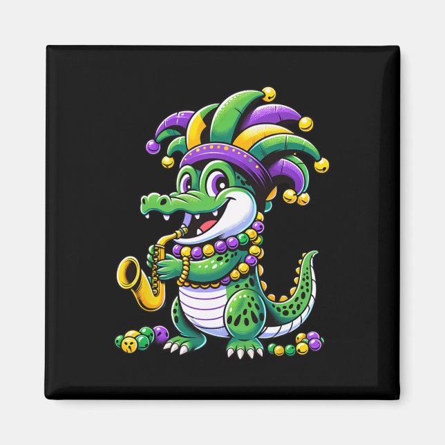 Imã Mardi Gras Alligator Jester Hat Carnaval Pará (Frente)