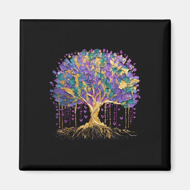 Imã Mardi Gras Bead Tree Carnaval Nova Orleans 2025 (Frente)