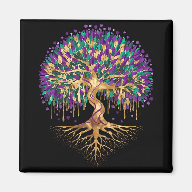 Imã Mardi Gras Bead Tree Carnival New Orleans 2025 Wom (Frente)