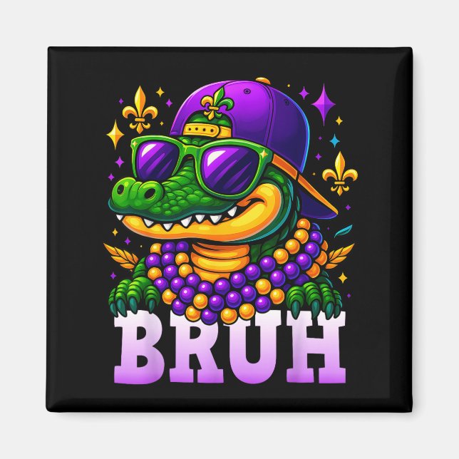 Imã Mardi Gras Bruh Mardigator Alligator Costume Teens (Frente)