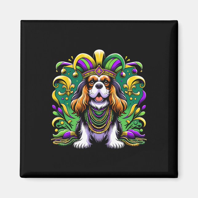 Imã Mardi Gras Cavalier King Charles Spaniel Dog Jeste (Frente)
