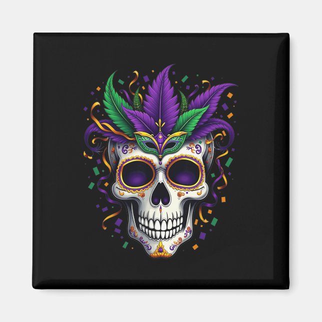 Imã Mardi Gras Costume Sugar Skull Carnaval Nova Orlea (Frente)