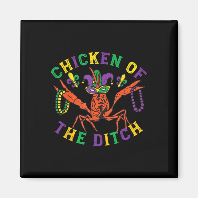 Imã Mardi Gras Crawfish Chicken Do Par Retro Ditch (Frente)