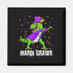Imã Mardi Gras Dabbing T Rex Dinossaur Mardi Grawr Bea
