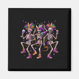 Imã Mardi Gras Dançando Skeleton Engraçado