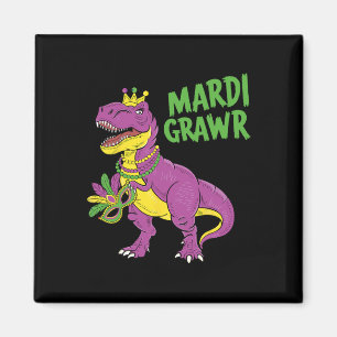 Imã Mardi Gras Dinosaur T-rex Mardi Grawr Para Criança