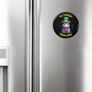 Imã Mardi Gras Fat Terça-feira Hippo Sticker